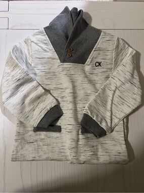 Calvin Klein Jeans Kids Cream & Gray Shawl Collar Sweater